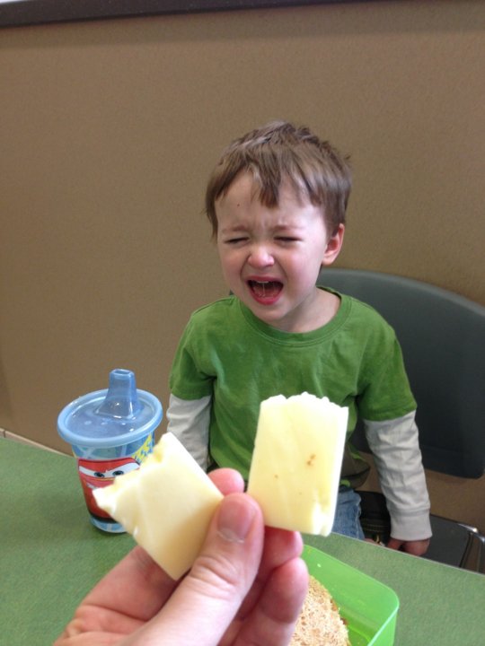 I broke this cheese in half.
