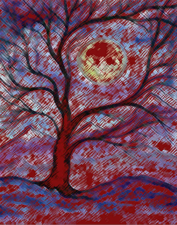 tree in love with moon